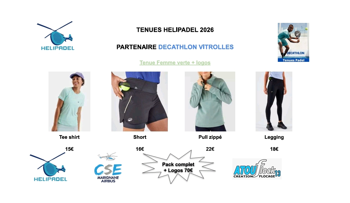 Tenues HELIPADEL 2026